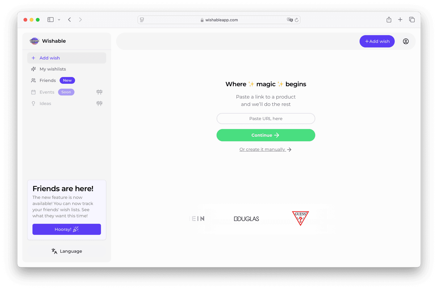 Smart Add wish form preview